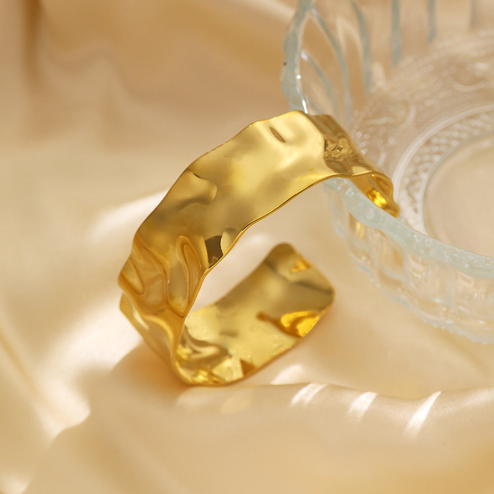 Wholesale 18k Gold Plated Hammered Wide Bracelet